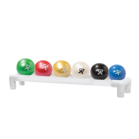 CanDo Wate Ball, Hand Held Size, 6-piece Set, 1 each Tan through Black with 1-Tier Rack