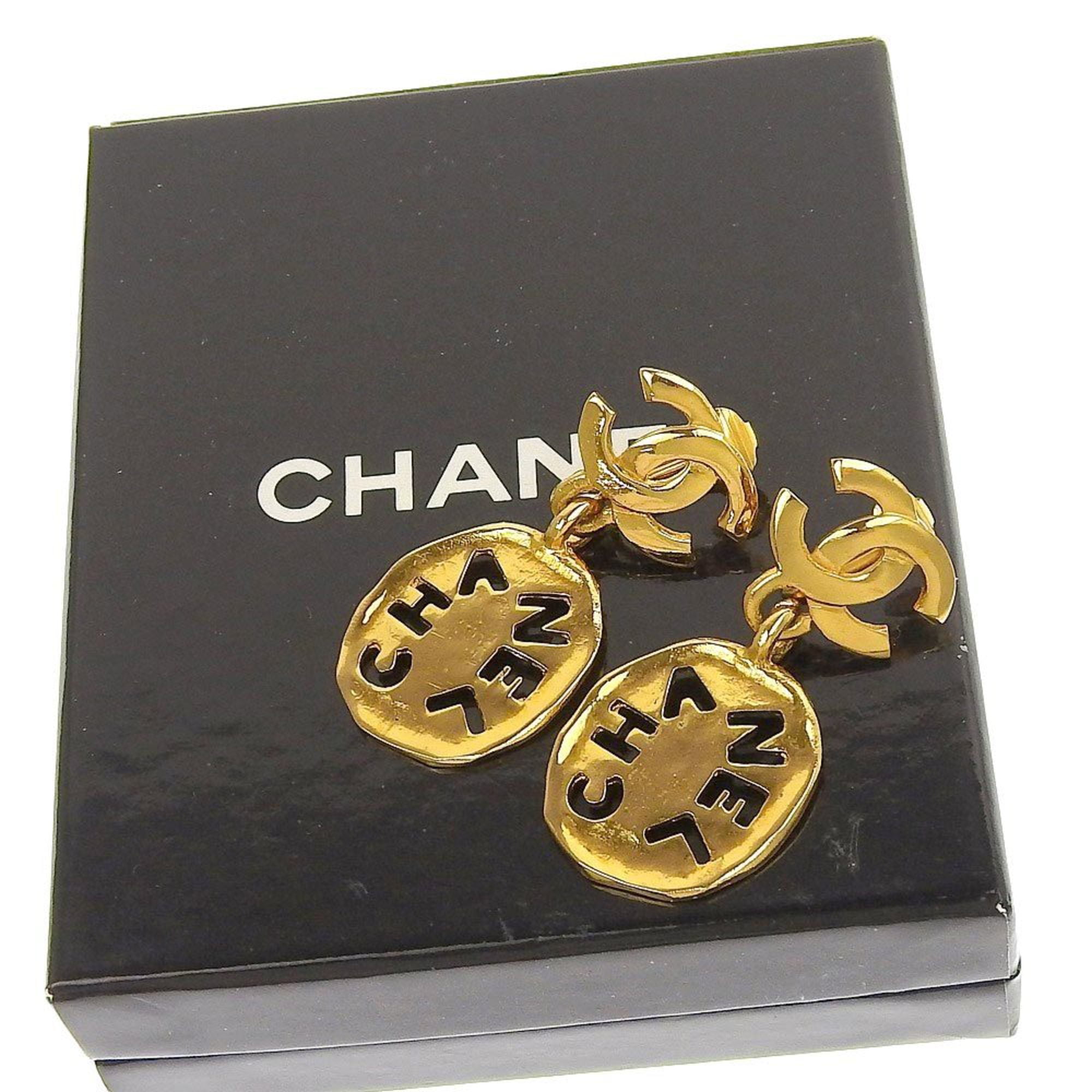 Chanel Pre-Owned Chanel logo drop earrings - Gold