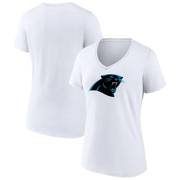 Women's White Carolina Panthers Primary Team Logo V-Neck T-Shirt