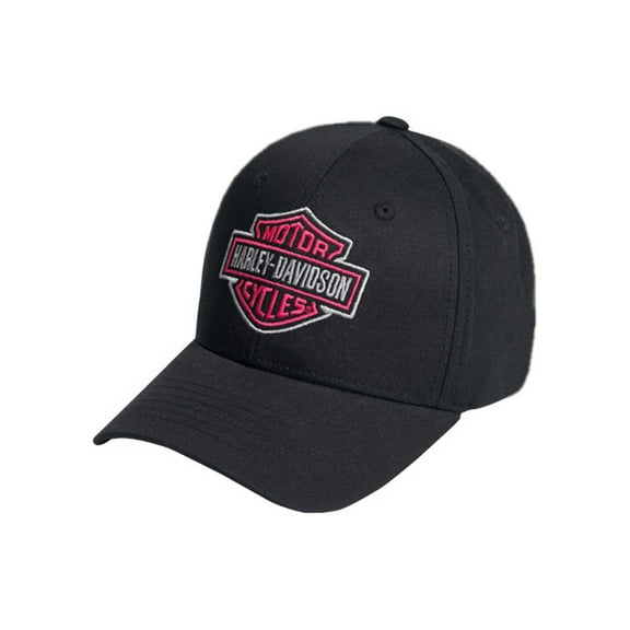 Harley-Davidson Women's Hat Pink B&S Curved Bill Slide Buckle Baseball Cap - Black, Harley Davidson