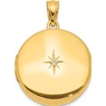 thumbnail image 1 of Ss/Gold Plated Sterling Silver 20mm Gold-Plated Polished Diamond Accent Round Locket (28.8 X 20.35) Made In Hong Kong qls939, 1 of 5