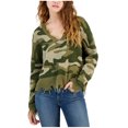 thumbnail image 1 of JUST POLLY Womens Frayed Edge Pullover Sweater, green, Juniors, S, 1 of 1