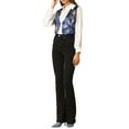 thumbnail image 2 of INSPIRE CHIC Women's Floral Pattern V Neck Sleeveless Button Satin Waistcoat Vest XS Navy Blue, 2 of 7