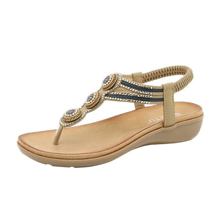

Womens Summer Sandals For Flat Slip On Sandals Crystal Roman Shoes Open Toe Casual Sandals Summer Open Toe Slide Sandals Comfortable Flats Flip-Flops Casual Platforms Heeled Wedge Sandals A25713