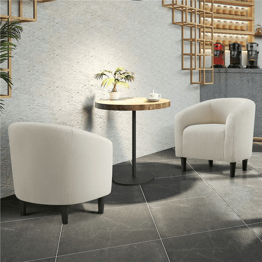 Topeakmart Modern Upholstered Boucle Armchair for Living Room, Ivory