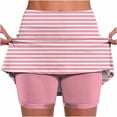 thumbnail image 3 of BiZtdJrK Women's Summer Mini Skirts Striped High Waisted Golf Tennis Skorts Lightweight Fitted Casual Skort Stretchy Running Workout Skirt with Pockets Pink M, 3 of 6