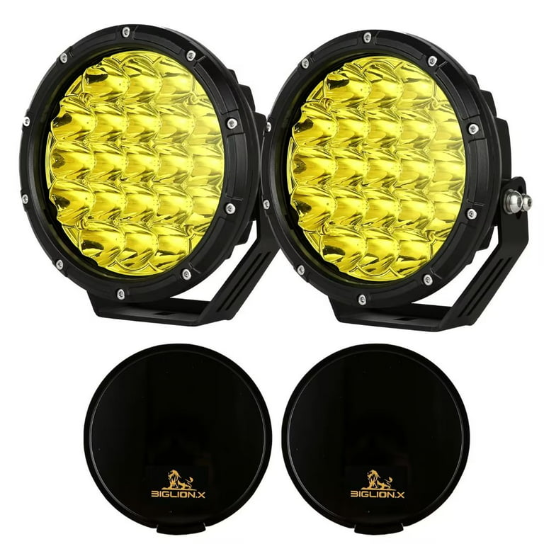 Biglion.x 7inch Amber LED Offroad Lights Round Pair 210W 32000LM Spotlights  Yellow Fog LED Driving Work Light Pods Waterproof Universal for Truck 4x4