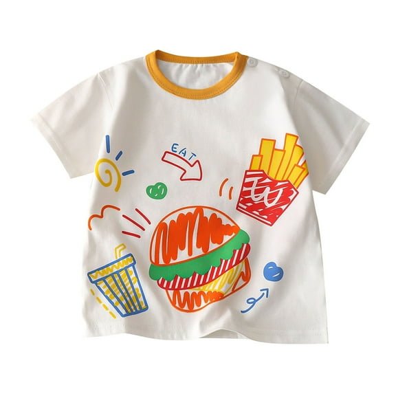 THDHVS Girls Tops, Baby Girl Clothes, Girls Casual Short Sleeve T-Shirt Cute Print Summer Blouse for Girls Purple 1-2 Years