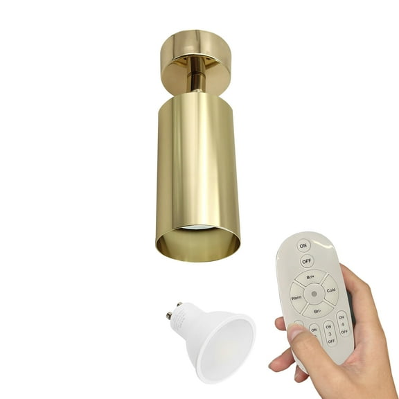 Kiven 1-Light Dimmable Flush Mount LED Ceiling Spotlight,Gold Directional Spot Lights Indoor, Hardwired Adjustable Accent Light with GU10 Socket for Plants, Painting, 2700-6500K,XDD903
