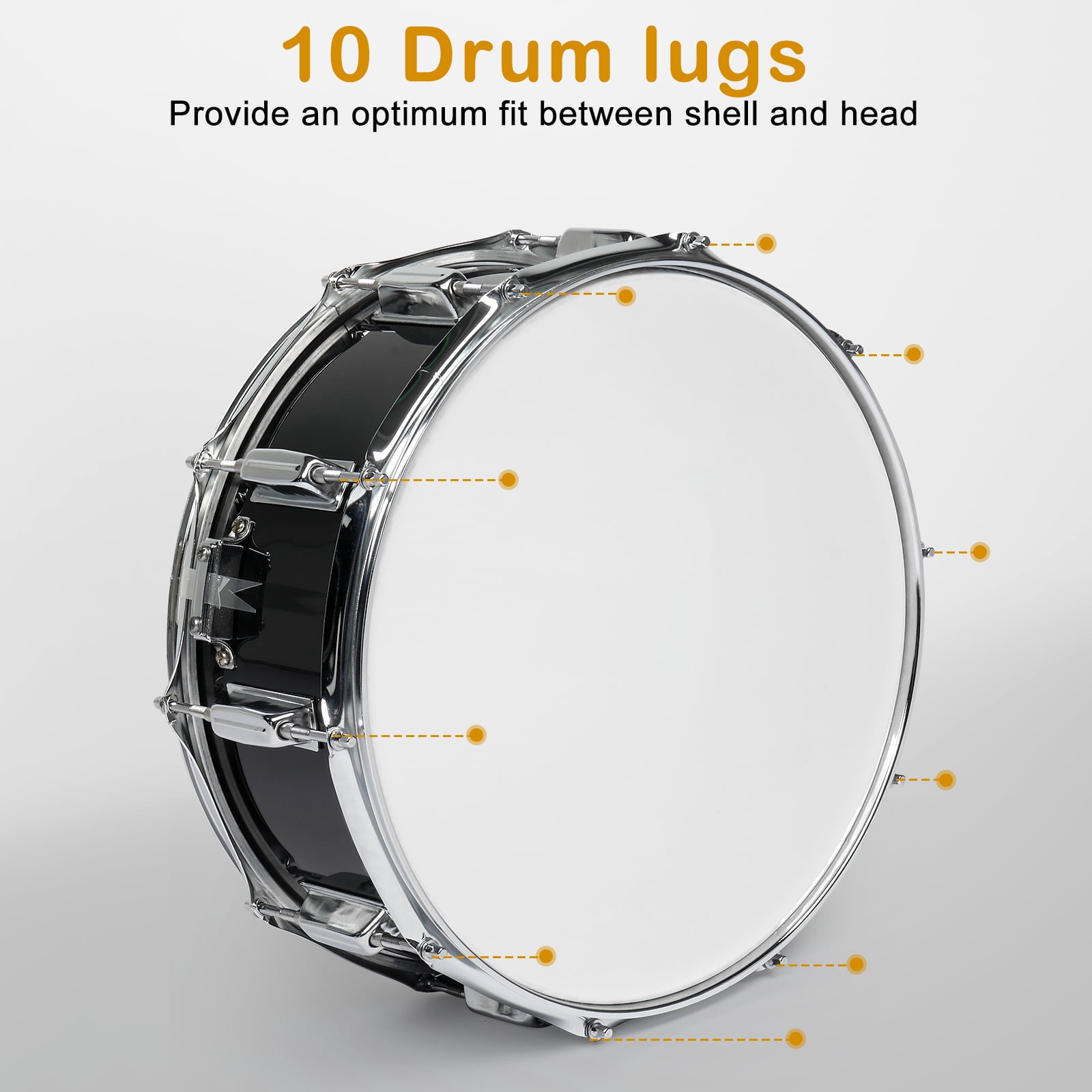 Ktaxon 14" x 5.5" Snare Drum Set for Beginners, Includes Drumstick Holder, Bag, Strap, Mute Pad & Sticks , Black