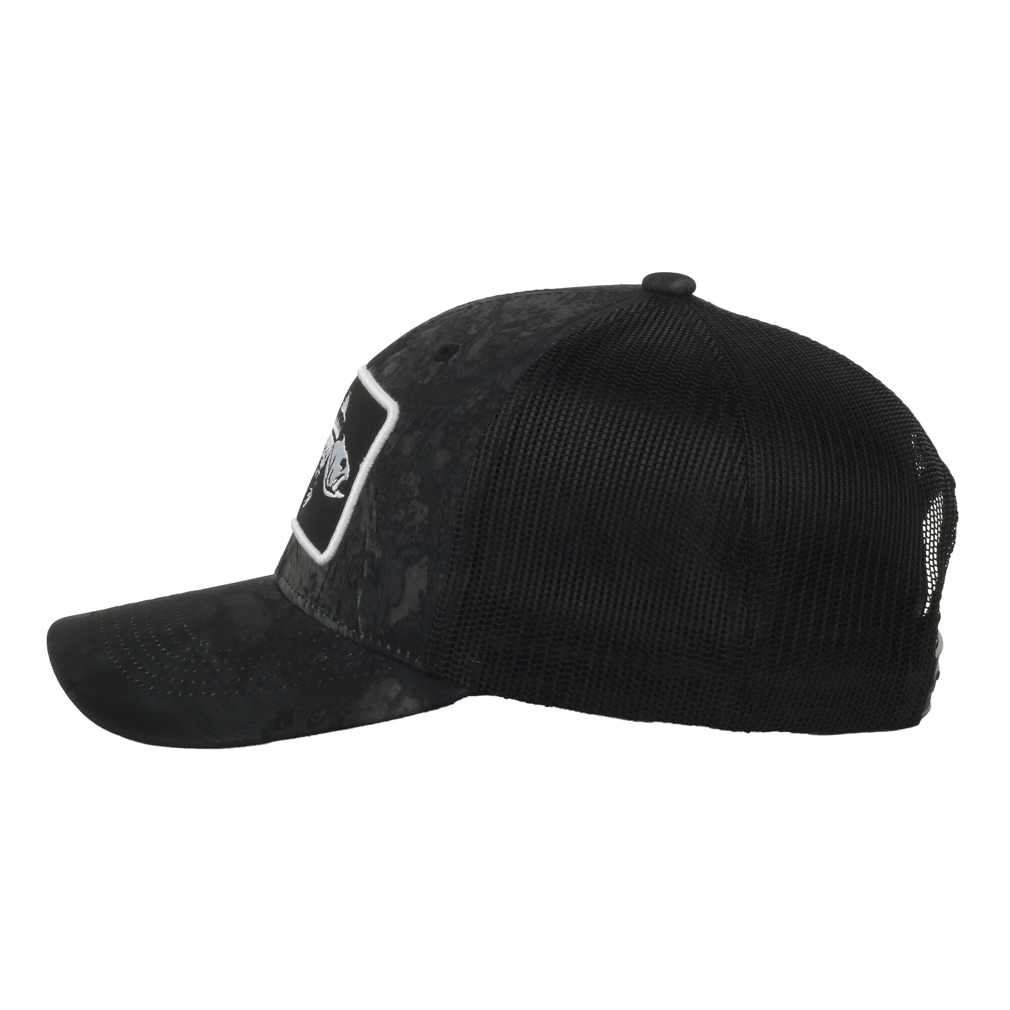 Realtree® Fishing WAV3 Black Cap – 5-Panel, Bonefish Patch, Flat Visor, Snapback, One Size