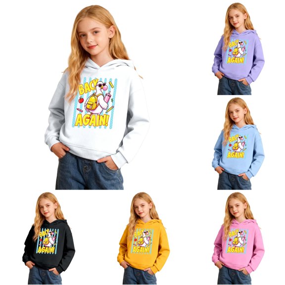 RMGVDSD Hoodies for Girls Graphic Pullover Hooded Sweatshirt for Kids Back To School and Daily Wear Soft Casual Hoodie Sweatshirts Fashion Fall Tops 7-8 Years