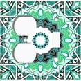 thumbnail image 4 of Metal Light Switch Plate Cover Mandala Green White Flower Tile Pattern MDL055, 4 of 13
