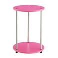 thumbnail image 3 of Convenience Concepts Designs2Go No Tools 2 Tier Round End Table, Pink/Chrome, 3 of 5