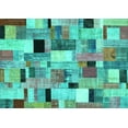 thumbnail image 1 of Ahgly Company Machine Washable Indoor Rectangle Patchwork Turquoise Blue Transitional Area Rugs, 8' x 10', 1 of 4
