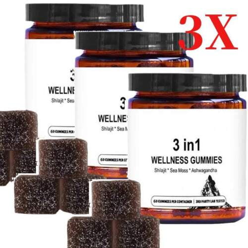3·in-1 Ashwagandha Gummies Shilajit, Sea Moss, South African Drunken Eggplant-3X