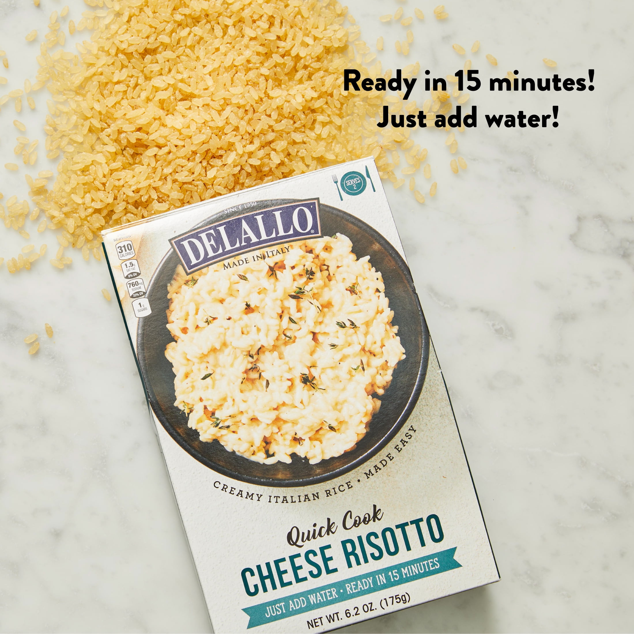 DeLallo Quick-Cook Cheese Risotto, Rice Mix, 6.2 oz Box, (3 Pack)