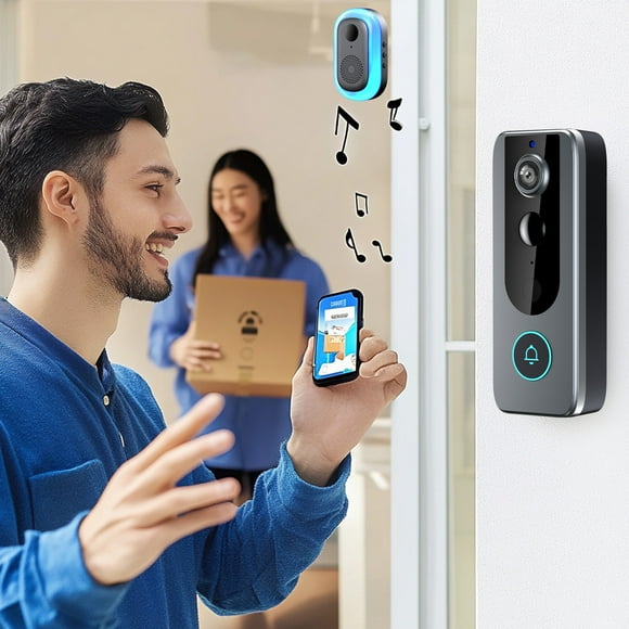 HOARBOEG Smart Visual Doorbell Wireless Tuya Remote Video Doorbell IP65 Waterproof Home Intercom HD Night Vision WiFi Security Door Doorbell Monitoring Capture Clearance Sale