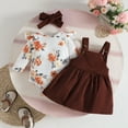 thumbnail image 2 of CAICJ98 Baby Girl Clothes Suspender Skirt Long Sleeve Newborn Ruffled Romper Baby Girl Dress Fall Outfits Infant Girls Gifts Brown,Size 12-18 Months, 2 of 7