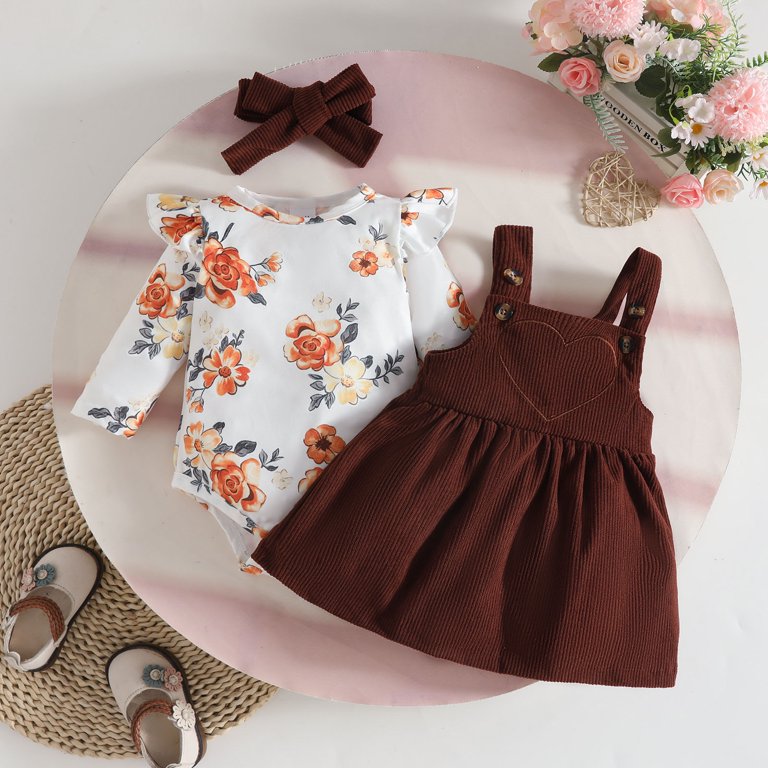 newborn brown dress Amazon.com: CRISONE Baby Girl Clothes 0-3 Months Fall Winter Outfits Long Sleeve Brown Plaid Skirt Dress Ribbed Ruffle Newborn Girl Dress with Bowknot Headband: Clothing, Shoes & Jewelry