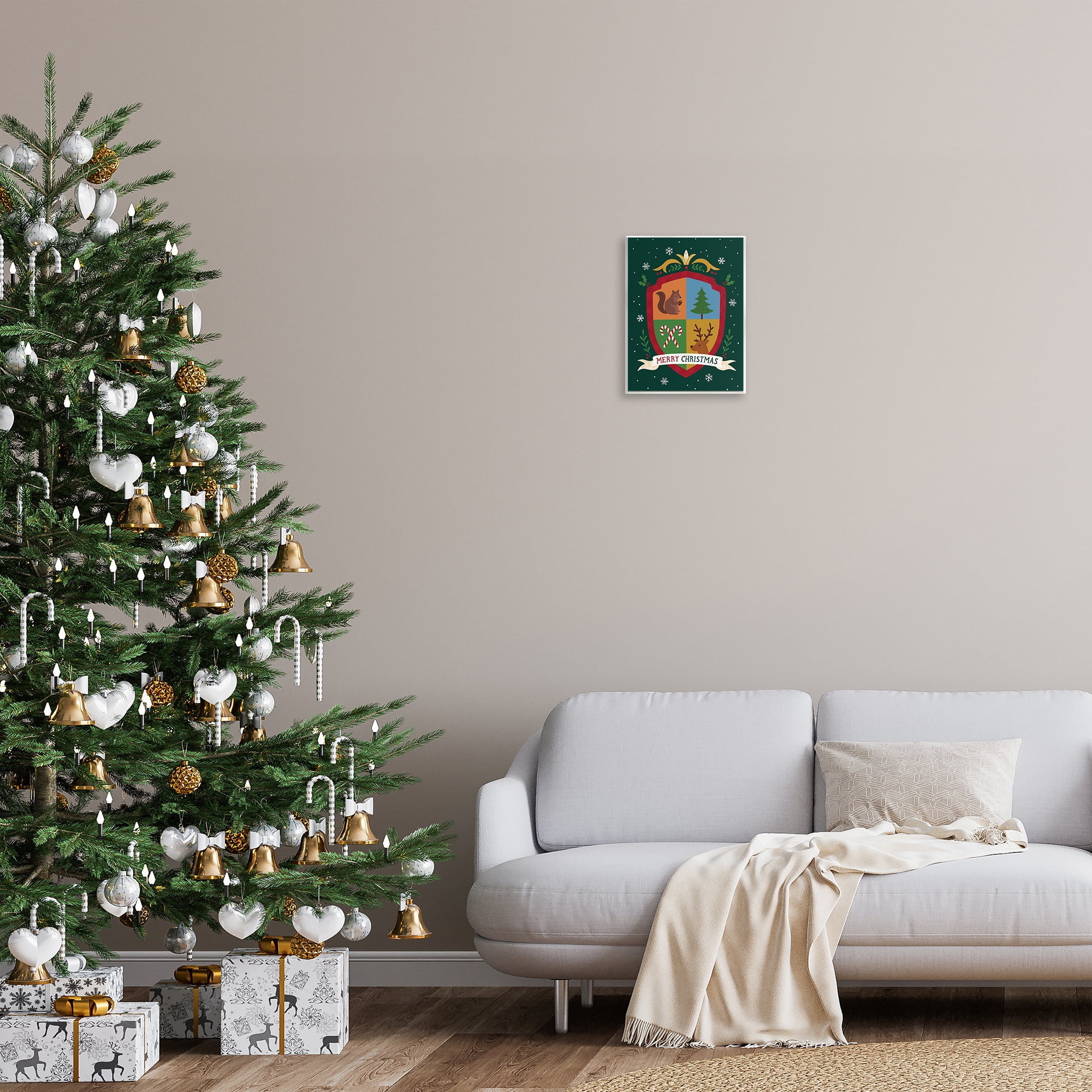 Stupell Industries Merry Christmas Woodland Crest Holiday Painting Unframed Art Prints Wall Art, 11 x 14