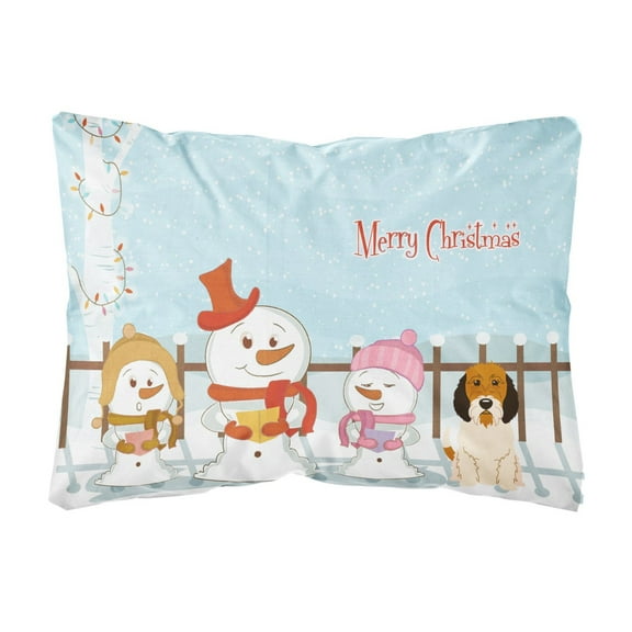 Carolines Treasures BB2410PW1216 Merry Christmas Carolers Petit Basset Griffon Veenden Canvas Fabric Decorative Pillow,
