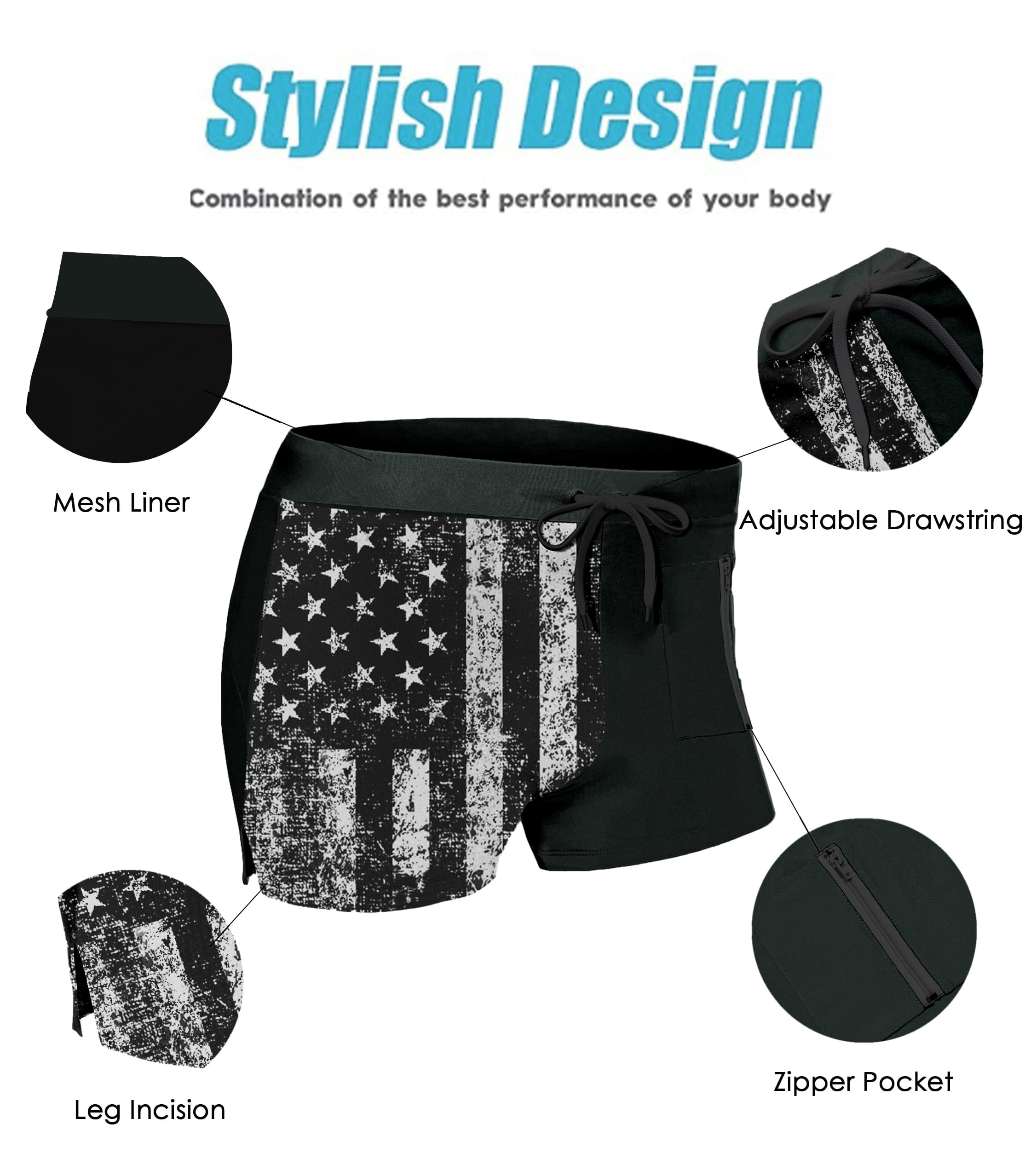 COOFANDY Mens Quick Dry Lightweight Square Leg Cut Trunks Swimwear