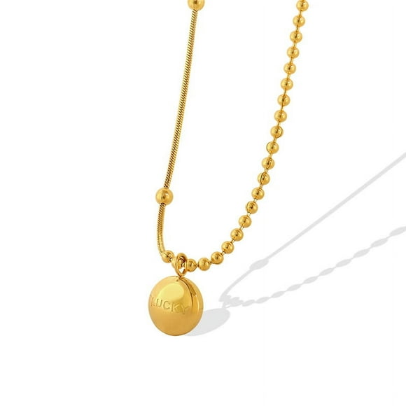 SHTUUYINGGGold Plated Dainty Pendant Necklace Gold Necklaces for Women lucky gold bean necklace