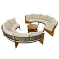thumbnail image 6 of Harper & Bright Designs Patio Outdoor Round Conversation Set, Wood Half Moon Outdoor Sectional Sofa for 6, 3 Piece Seating Group with Cushions and a Coffee Table for Patio Garden Poolside, Beige, 6 of 15
