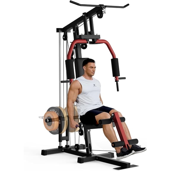Multifunctional Home Gym Machine, Full Body Workout Equipment Strength Training Station with LAT Pulldown, Chest Press & Leg Extension, Fits 1" & 2" Weight Plates