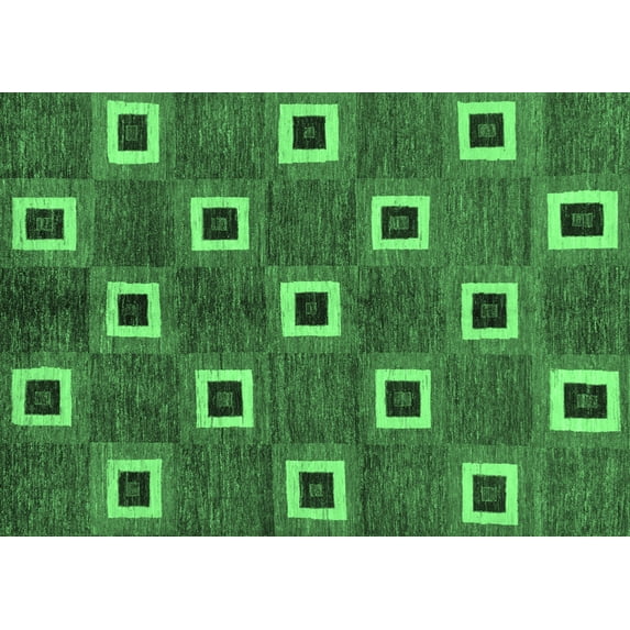 Ahgly Company Indoor Rectangle Oriental Emerald Green Modern Area Rugs, 7' x 9'