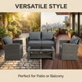thumbnail image 5 of Gasee 4PCS Patio Rattan Conversation Furniture Set Outdoor Gray/Grey Cushion, 5 of 10
