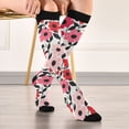thumbnail image 5 of FORMRS Womens Knee High Socks Casual Long Thick Travel Daily Wear, 2 Pairs, Pink and Red Flowers, 5 of 6