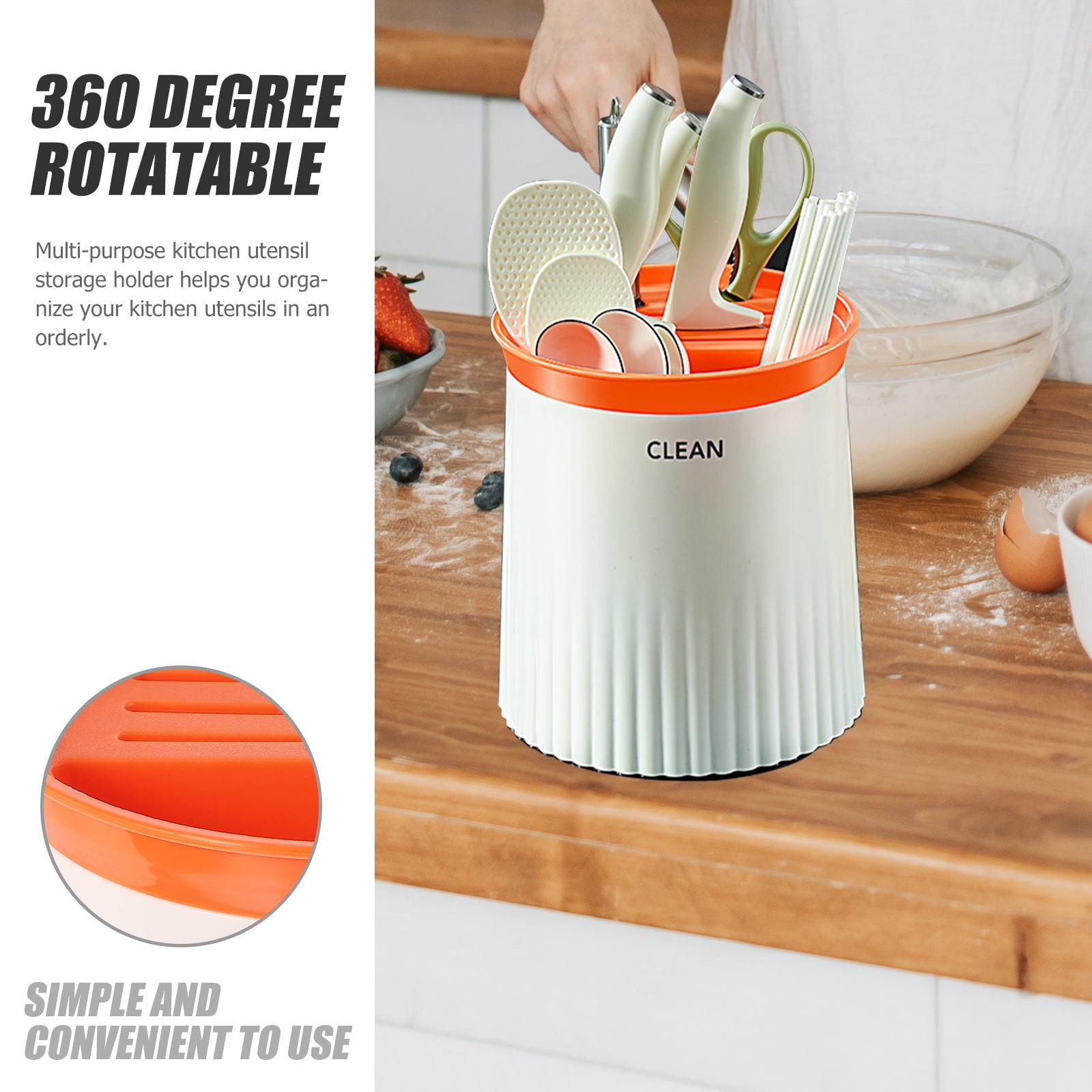 COSMOBETTY Utensils Holder White For Kitchen Counter 1Pack 8.53X7.27X7.27in