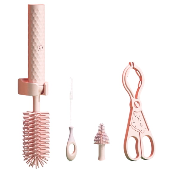 Cepillos de botellas de silicona suave Toystoory para limpieza rosa 4 piezas