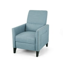 GDF Studio Kiersten Contemporary Fabric Pushback Recliner, Light Blue