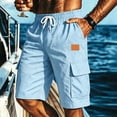 thumbnail image 2 of Men's Quick-Dry Cargo Shorts - Multi-Pocket Casual Beach Shorts - Relaxed Fit Drawstring Walking Shorts for Summer Outdoor & Hiking Sky Blue XXXL, 2 of 7