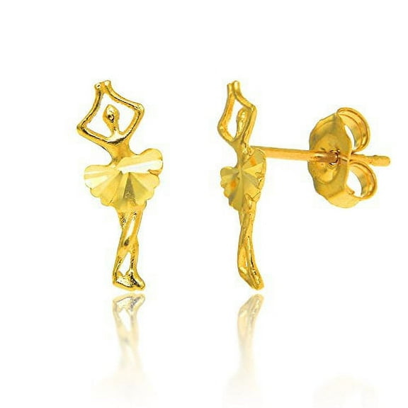 JewelStop 14K Solid Yellow Gold Ballerina Stud Stud Earrings