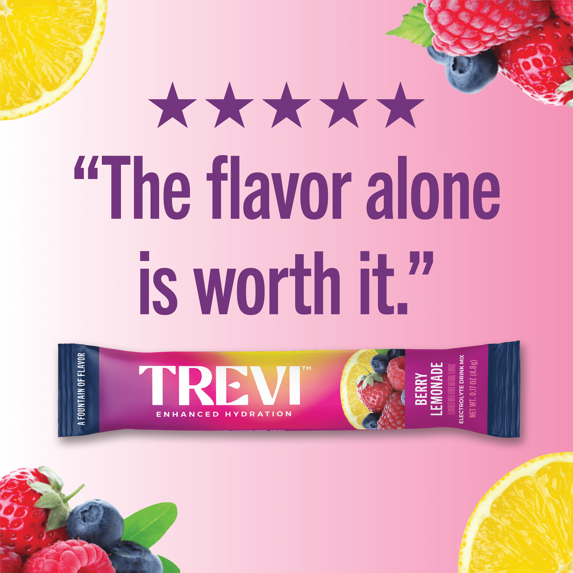 Trevi Sugar Free Electrolyte Drink Mix - 14 Count - Berry Lemonade + Lemon Lime