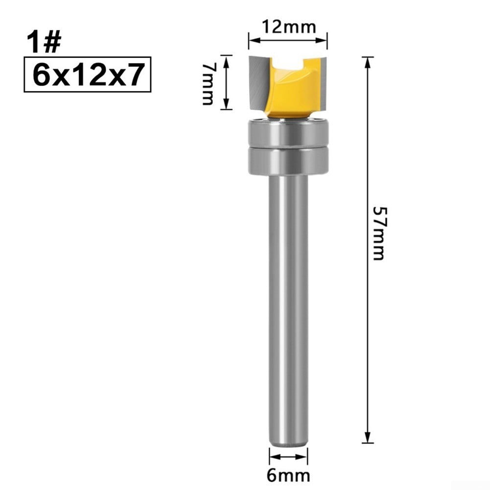 Ruir-Shank 6mm 1/4 Shank Template Trim Router Bit with 2 Long Routing Cutters 1Pc Perfect for Woodworking Cutting Edge Length : 6.35X12.7X38