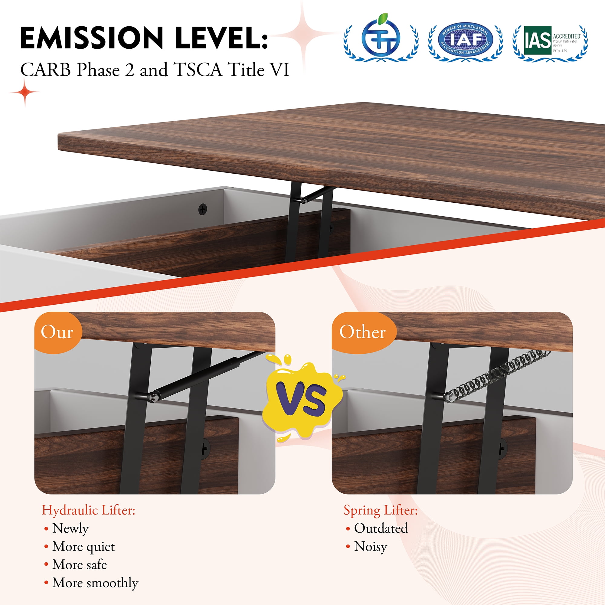 Walsunny Lift Top Coffee Tables Wooden with Storage 39.4" Farmhouse Rustic Wood Coffee Table for Living Room Reception Room Apartment Office Walnut