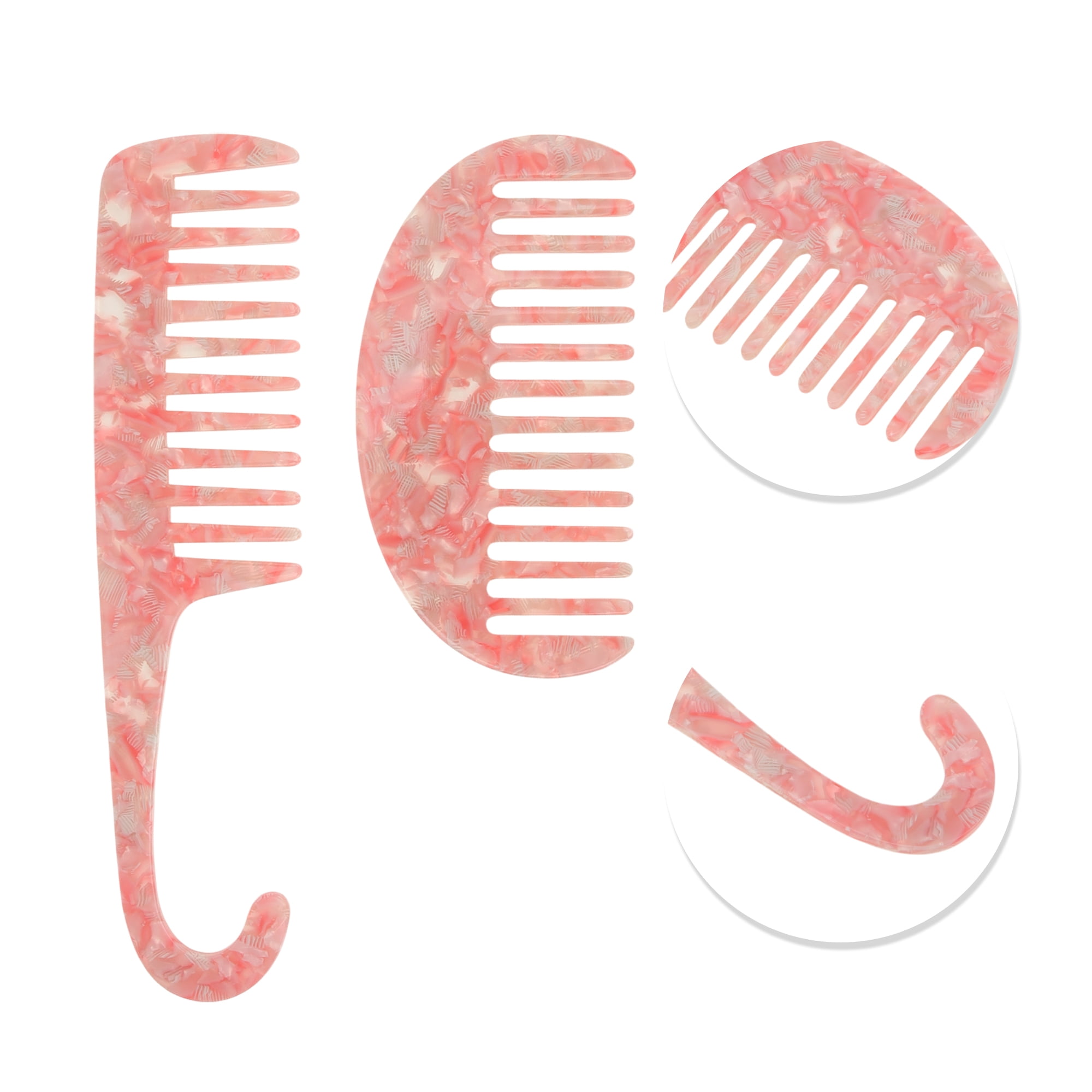 Unique Bargains 1 Piece Durable Semicircle Hook Hair Comb in Pink Color for All Hair Types