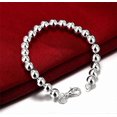 thumbnail image 3 of 925 Sterling Silver Beaded Bracelet, Round Ball Chain, Lobster Clasp 8, 3 of 3