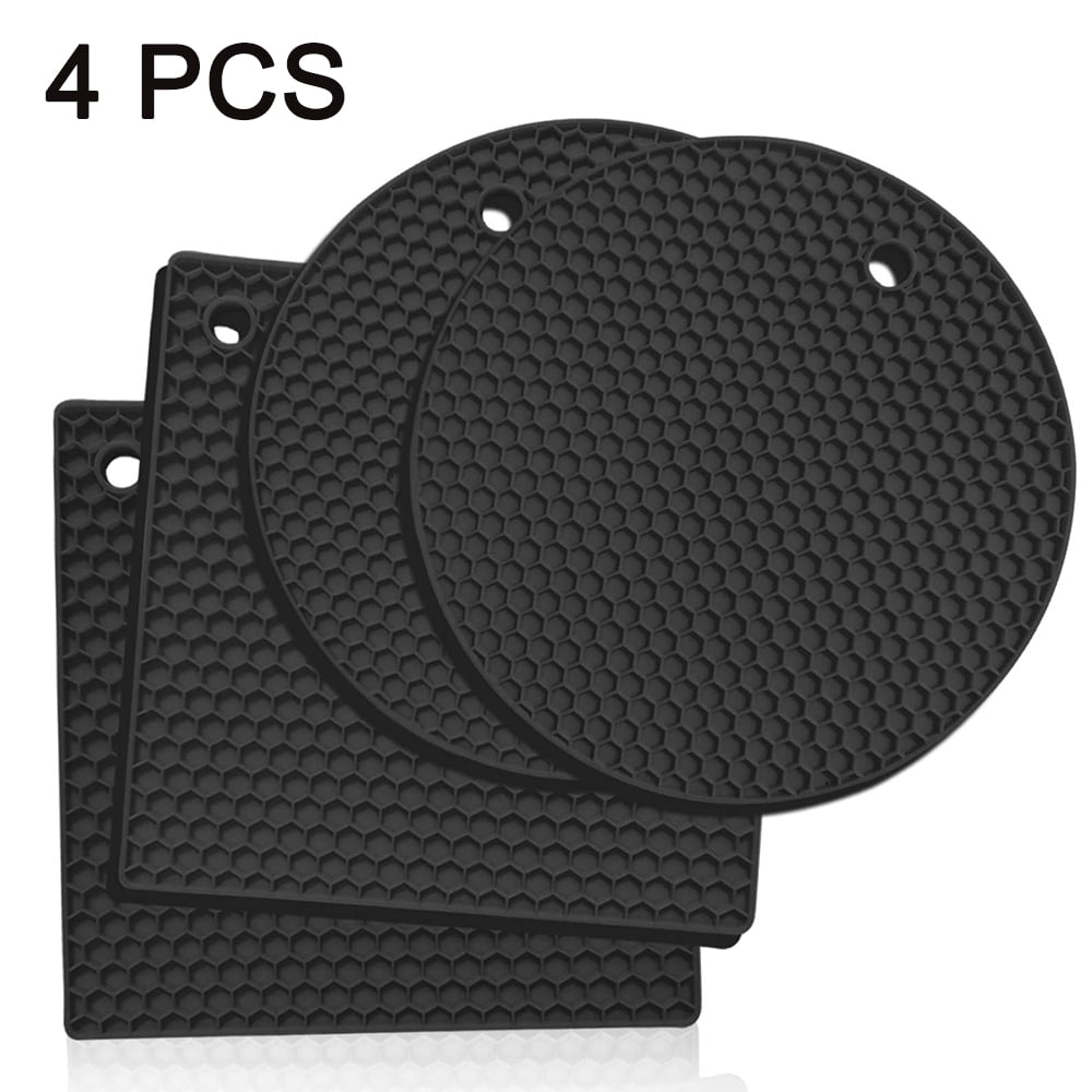 Garneck Cast Iron Trivet / Hot Pad - 6.7" Square, Intricate Carved Design, Heat Resistant For Table