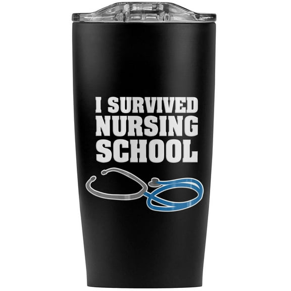 I Survived Nursing School Stethoscope Stainless Steel 20 oz Travel Tumbler, Vacuum Insulated & Double Wall with Leakproof Sliding Lid | Great for Coffee/Hot Drinks and Cold Beverages