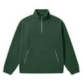 thumbnail image 4 of ASDFVBKG Men's Warm Fuzzy Fleece Pullover Quarter Zip Polar Fleece Stand Collar Lightweight Long Sleeve Pullover Outerwear Warm Fall Winter Solid Outfits Dark Green M, 4 of 6
