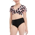 thumbnail image 3 of Fesfesfes Big Girls Bikini High Waist Children Swimwear Pringting Short Sleeve Bikini Sets Split Swimsuit, 3 of 9