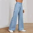 thumbnail image 5 of Simua Pull On Womens Jeans Baggy Stretchy High Waisted Denim Wide Leg Trouser Pants Trendy Loose Jean, 5 of 6
