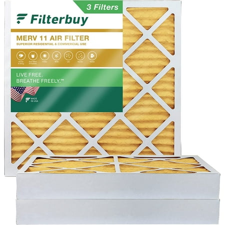 

Filterbuy 12x12x4 MERV 11 Pleated HVAC AC Furnace Air Filters (3-Pack)