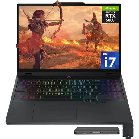 Lenovo Legion 5 15.1" WQXGA 165Hz Gaming Laptop, Intel i7-14700HX, RTX 5060 8GB GDDR7, 16GB DDR5, 1TB SSD, 24-Zone RGB Backlit Keyboard, 5.0MP Camera, Wi-Fi 7, Win 11, Black, 512GB Docking Station